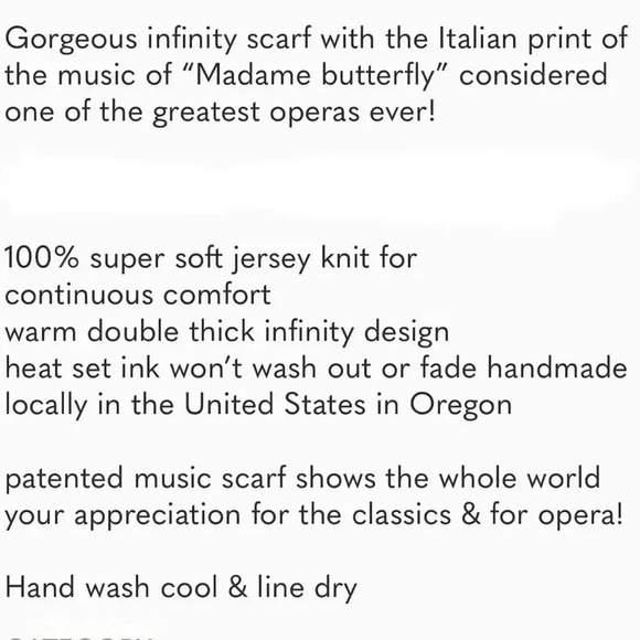 STORIARTS Madame Butterfly’s Opera, Music Notes, Infinity Scarf, Black, Beige - Picture 6 of 8